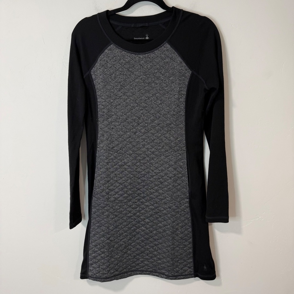 Smartwool‎ Womens Diamond Peak Quilted Dress Merino Wool Tunic Medium Black Gray
